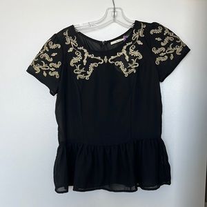 Zio Embroidered Peplum Blouse